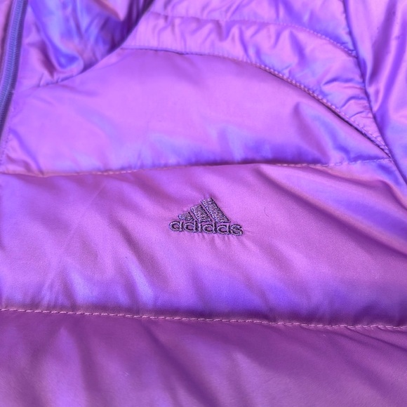 Vintage ADIDAS 2000s Y2K Duck Down Feather Puffer Purple Hooded Jacket - Picture 4 of 6